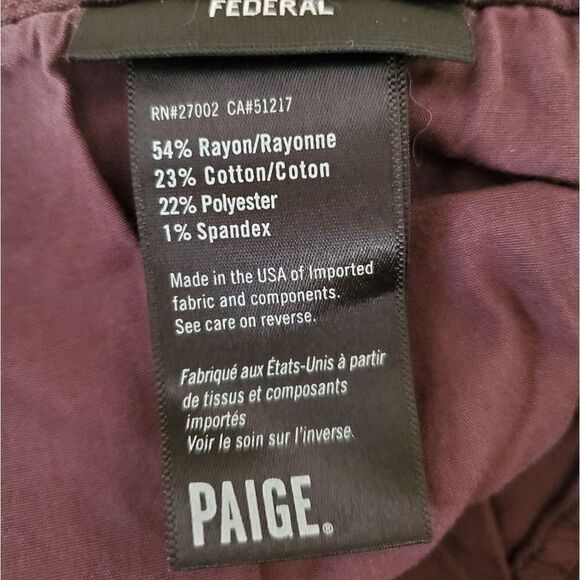 PAIGE Federal Straight Jeans Dark Port Sz 34x31 - Picture 12 of 13